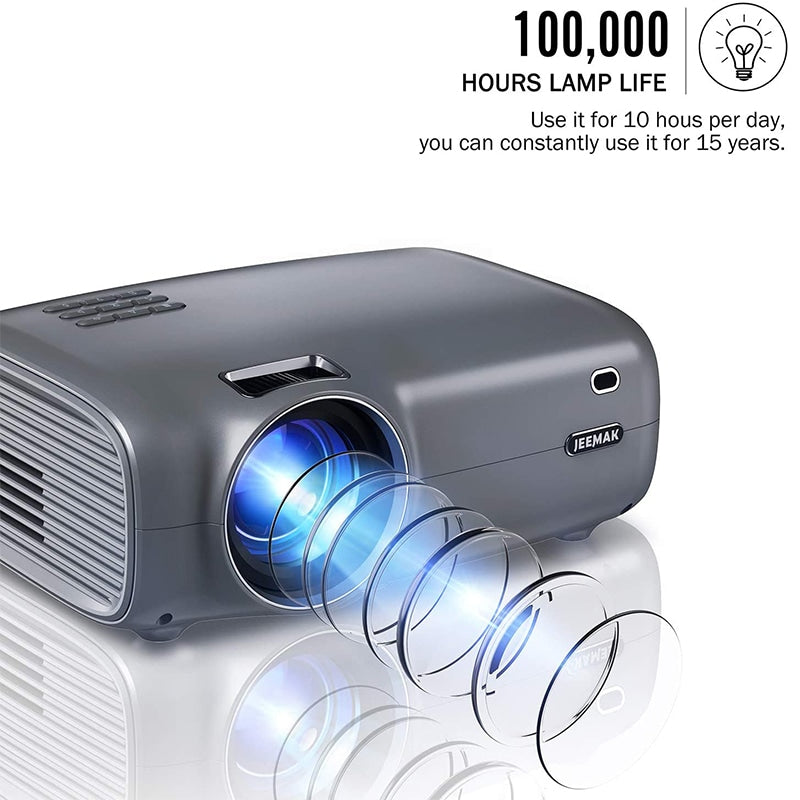 Jeemak P100 1080P 200 Inch Display Mini Smart Video Projector(Only available in the US）