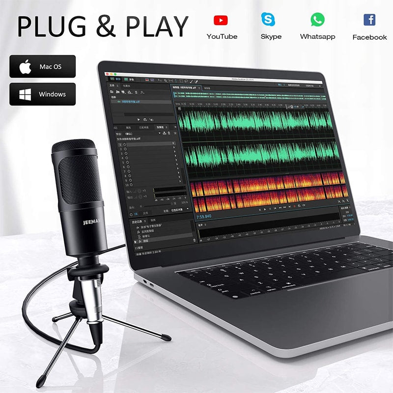 Jeemak PC22 3.5mm Microphone with Stand Computer(Only available in the US）